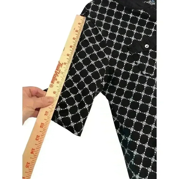 Croft & Barrow Shirt Womens L Black Short Sleeve Abstract Floral V Neck - Picture 3 of 7